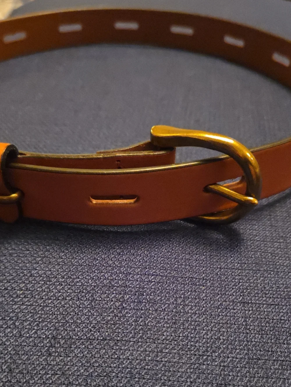 Women's J. Crew Brown Leather Belt with Brass-Tone Buckle, XXS